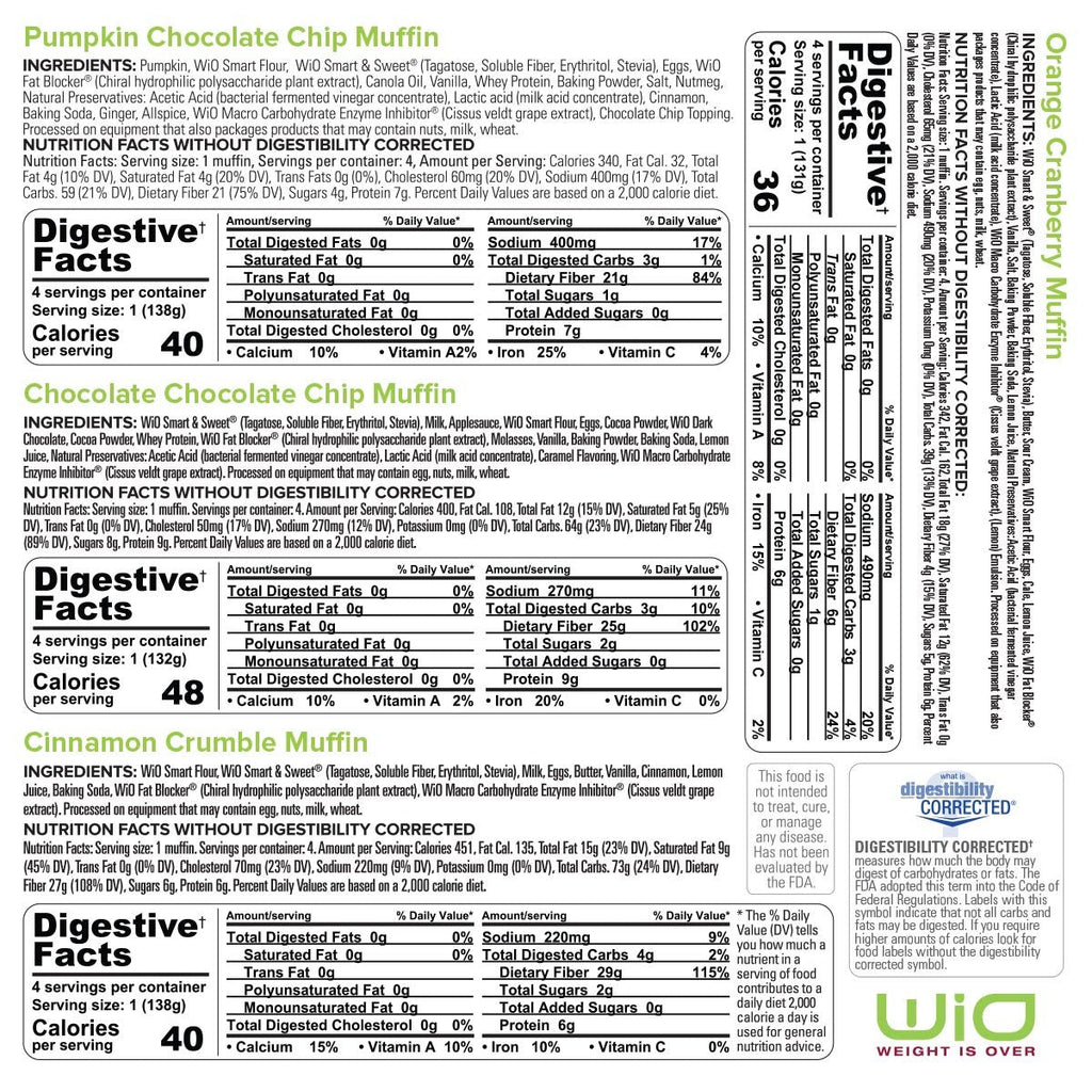 WiO Muffin Selection 4-Pack (Cranberry, Pumpkin, Chocolate, Cinnamon)