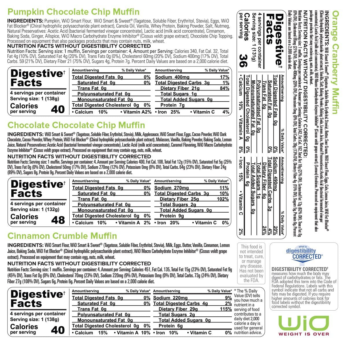 WiO Muffin Selection 4-Pack (Cranberry, Pumpkin, Chocolate, Cinnamon)