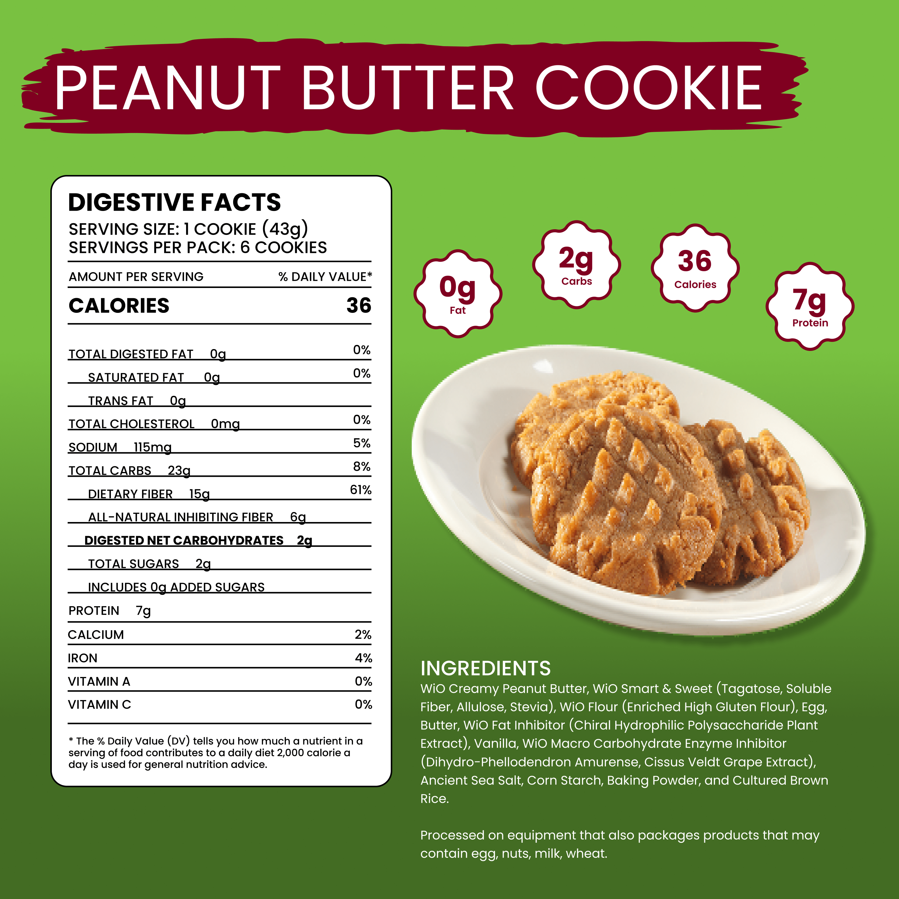 WiO Peanut Butter Cookies (6-Pack)